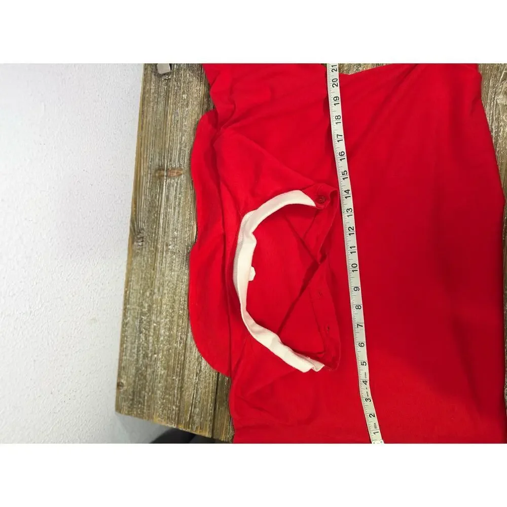 Vintage Red Polo Nightgown White Collar Mod Preppy Fantasy‎ Nightwear by Janice